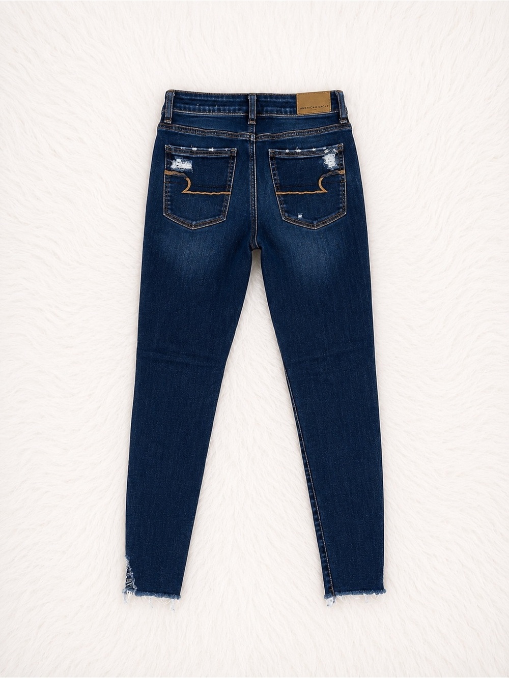American Eagle Super Hi Rise Jegging Size 8 Distressed Skinny Dark Wash Stretch - Picture 3 of 3